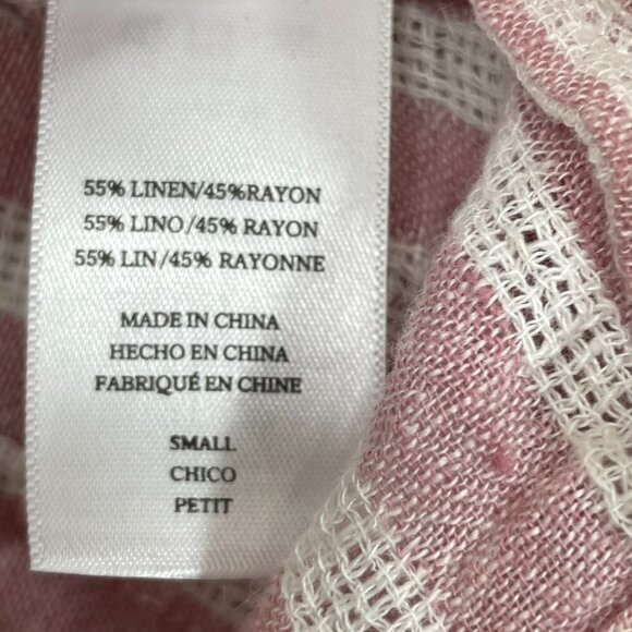 Rails Women's Size S Linen Blend Shirt Rose Striped Long Sleeve Front Tie - Picture 7 of 7